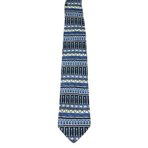 Tesoro Rosso Silk Tie blue gold silver